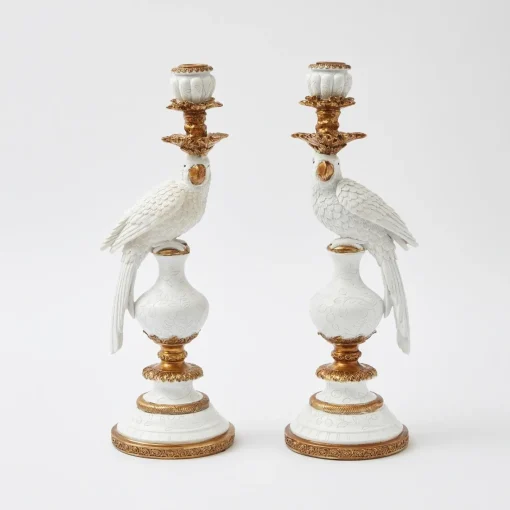 Summer Glassware | Summer Candleware<Mrs. Alice White Parrot Candle Holder (Pair)
