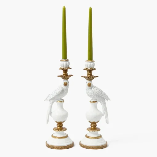 Summer Glassware | Summer Candleware<Mrs. Alice White Parrot Candle Holder (Pair)