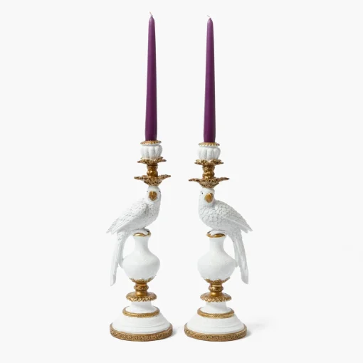 Summer Glassware | Summer Candleware<Mrs. Alice White Parrot Candle Holder (Pair)