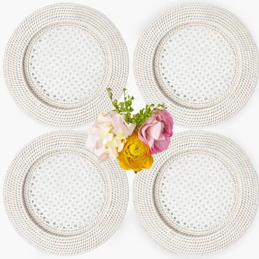 Summer Table Linen | Placemats<Mrs. Alice White Rattan Charger Plates (Set of 4)