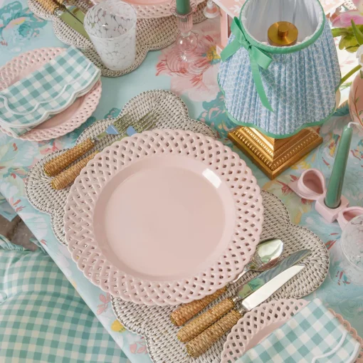 Summer Table Linen | Placemats<Mrs. Alice White Rectangular Scalloped Rattan Placemats (Set of 4)