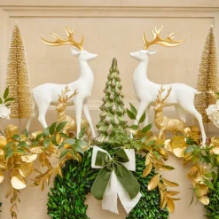 Christmas Decorations<Mrs. Alice White Reindeer with Gold Antlers (Pair) - 33cm