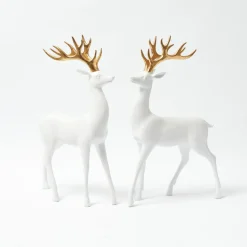 Christmas Decorations<Mrs. Alice White Reindeer with Gold Antlers (Pair) - 33cm