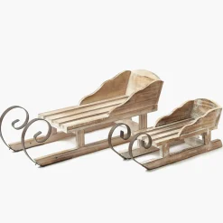 Christmas Decorations<Mrs. Alice Wooden Sleigh (Set of 2)