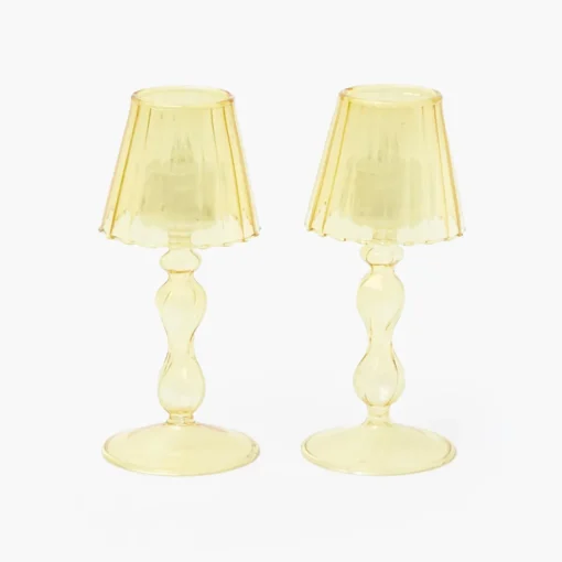Summer Candleware | Candle Holders<Mrs. Alice Yellow Glass Lantern Tea Light Holder (Pair) - 18cm