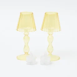 Summer Candleware | Candle Holders<Mrs. Alice Yellow Glass Lantern Tea Light Holder (Pair) - 18cm