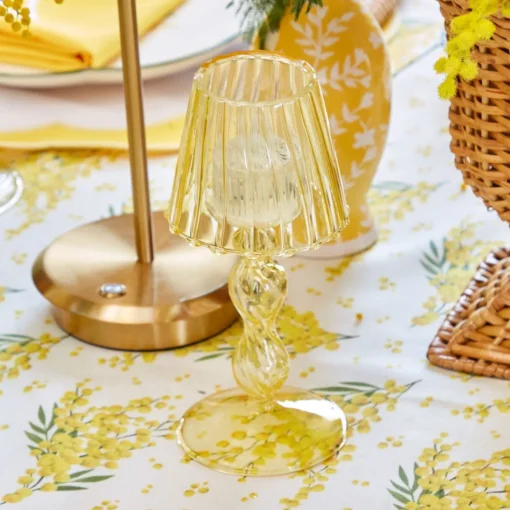 Summer Candleware | Candle Holders<Mrs. Alice Yellow Glass Lantern Tea Light Holder (Pair) - 18cm